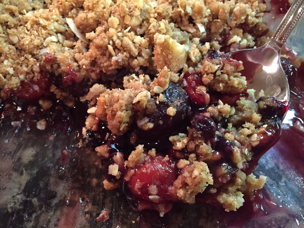 Cherry Berry Crisp is an easy dessert option